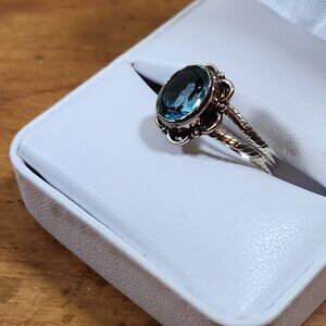 Vintage Womens Blue Topaz 3ct 925 Silver Ring Sz 7
